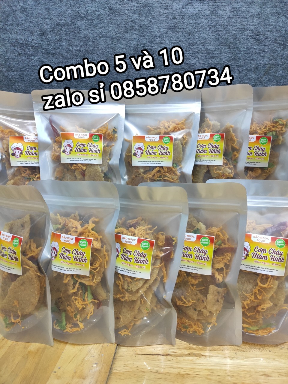 Combo sỉ 10 gói cơm cháy lắc khô gà giá xưởng