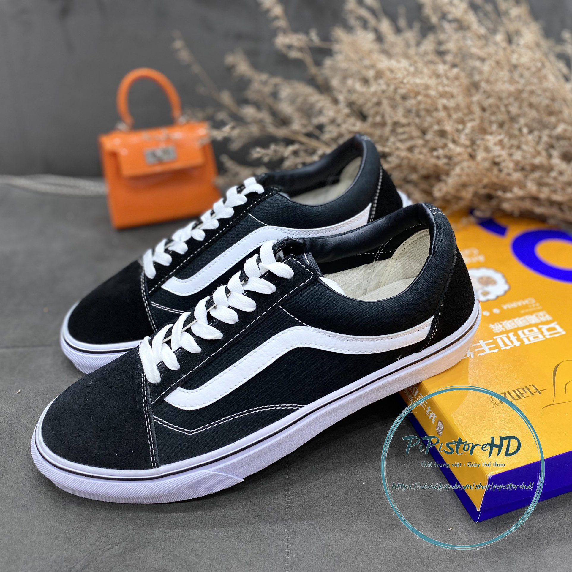Giày Vans đen, vans old đen 11.Full box giấy gói, size 36-44