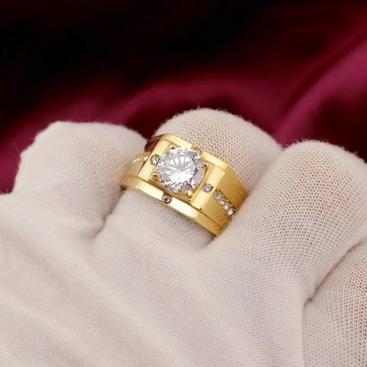 Nhẫn nam mạ vàng cao cấp đính đá thời trang đẳng cấp namtính rb7zirconvang