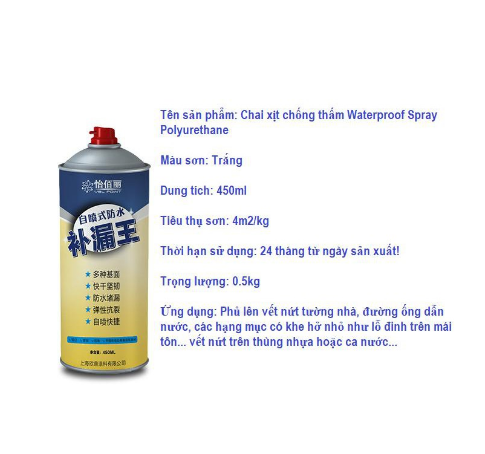 Chai Xịt Chống Thấm, Chống Dột Waterproof Bịt Mọi Vết Nứt Trần Nhà, Mái Nhà,....(màu trắng)