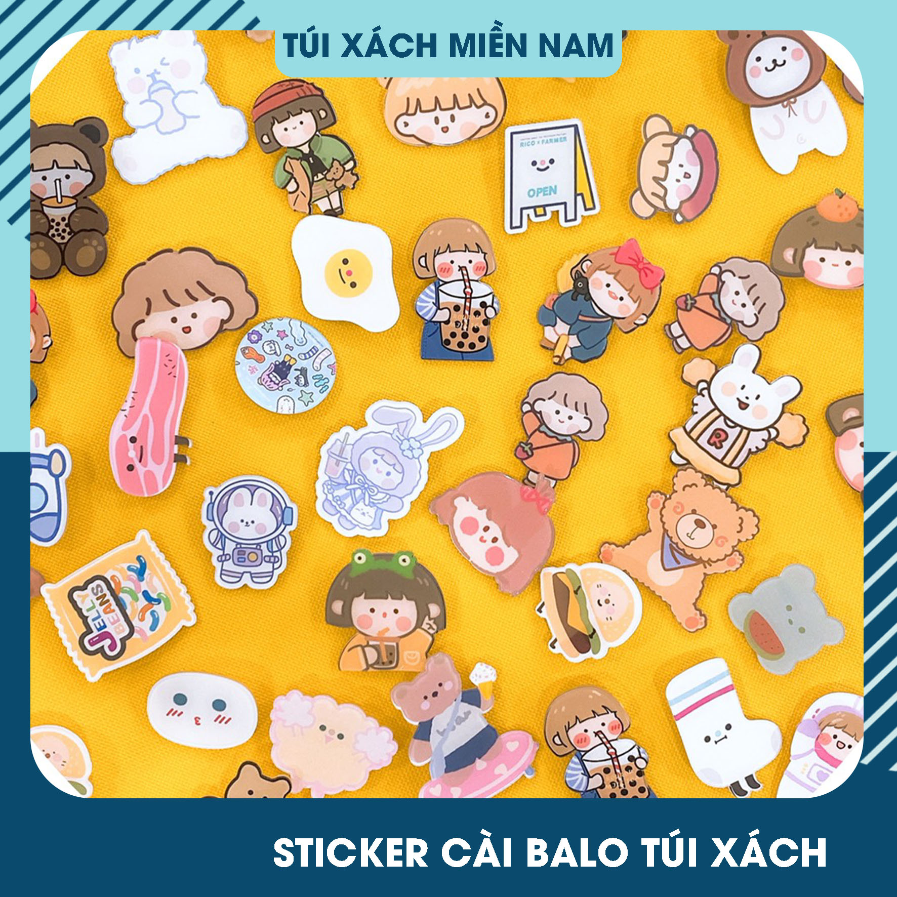 Sticker dễ thương pin cài huy hiệu áo phụ kiện gắn balo túi xách cute HTS1