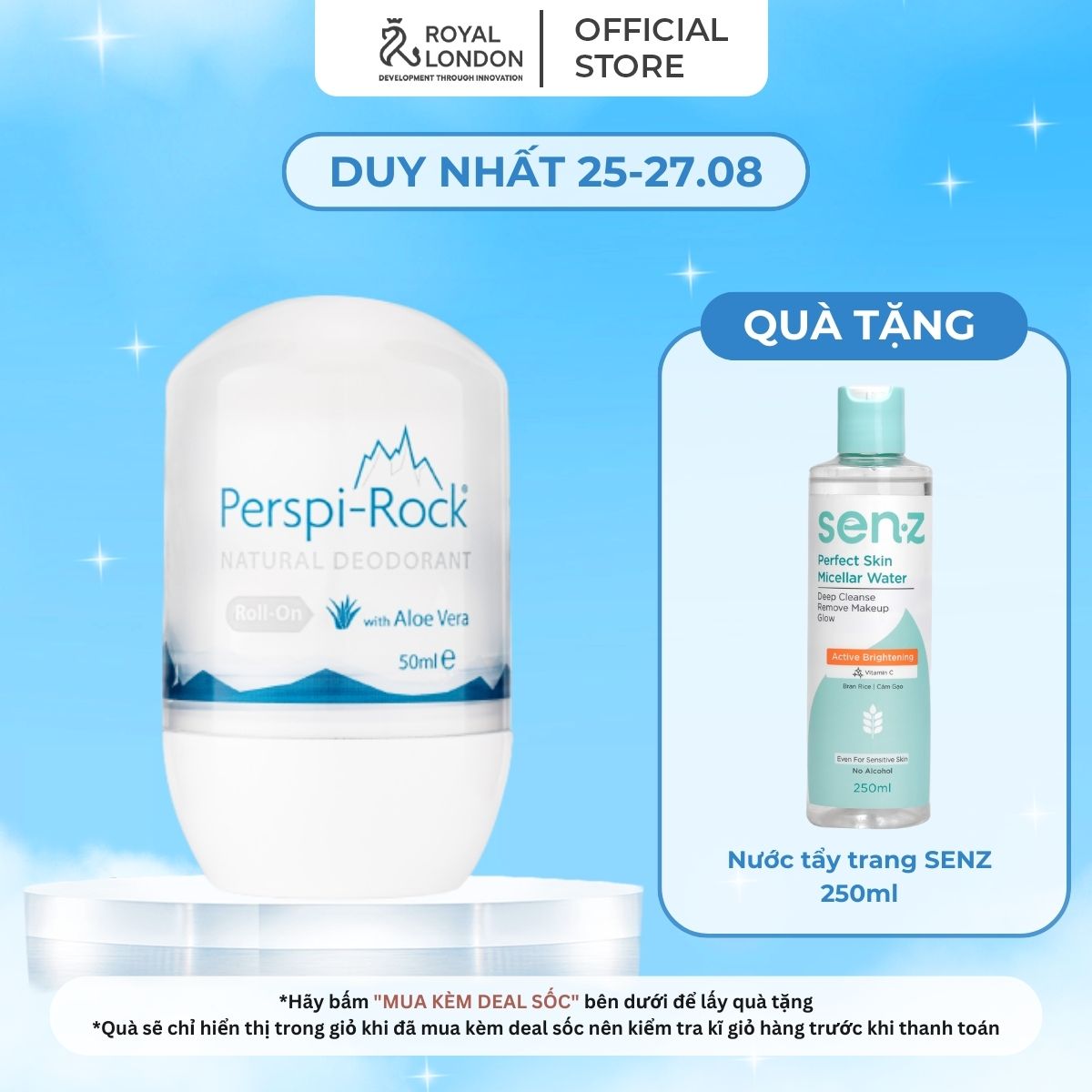 Lăn khử mùi tự nhiên Perspi-Rock Natural Deodorant Roll On 50ml