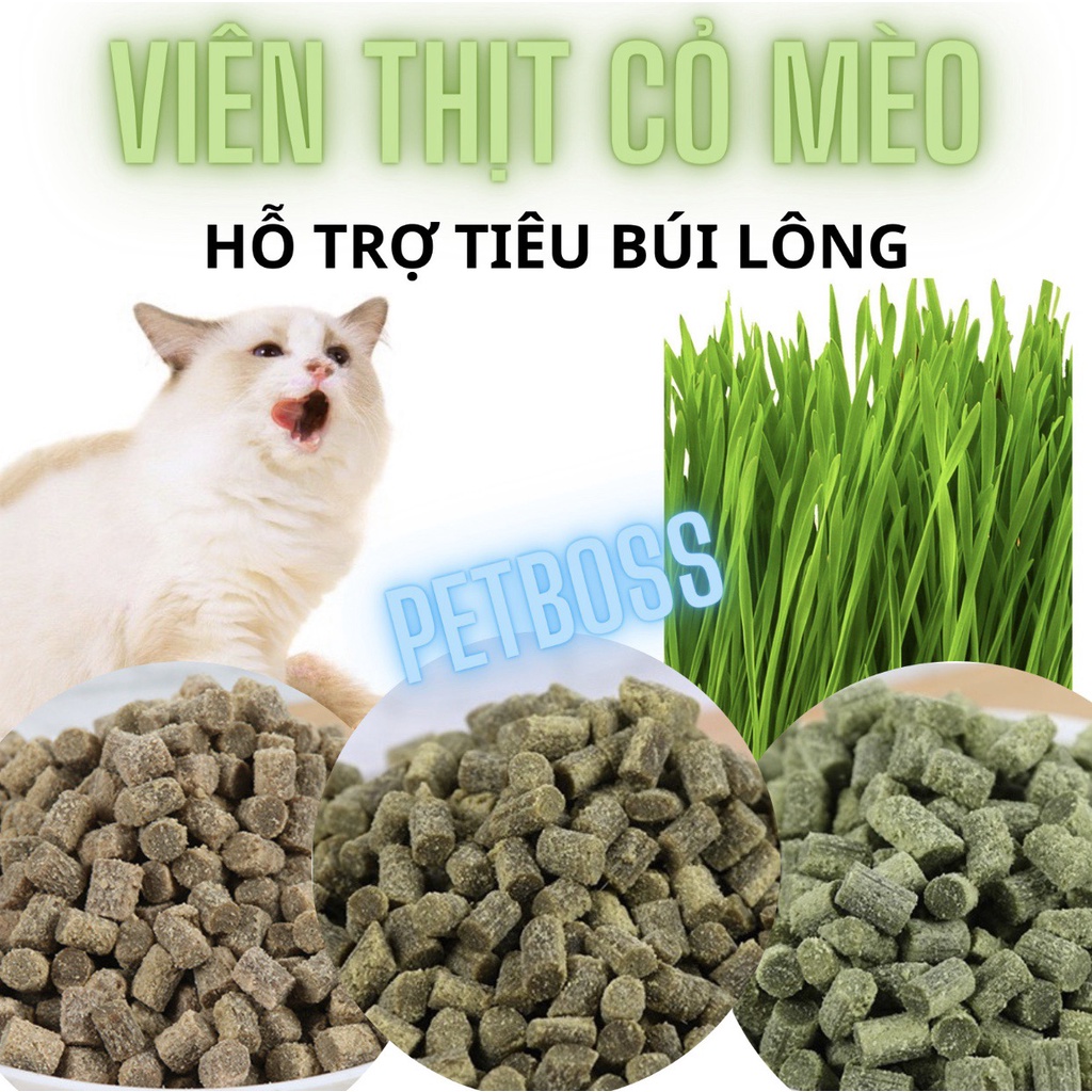 COMBO 2 GÓI VIÊN THỊT CỎ MÈO SẤY KHÔ, TIÊU BÚI LÔNG, LÀM SẠCH RĂNG, BÁNH THƯỞNG CHO MÈO 50gram