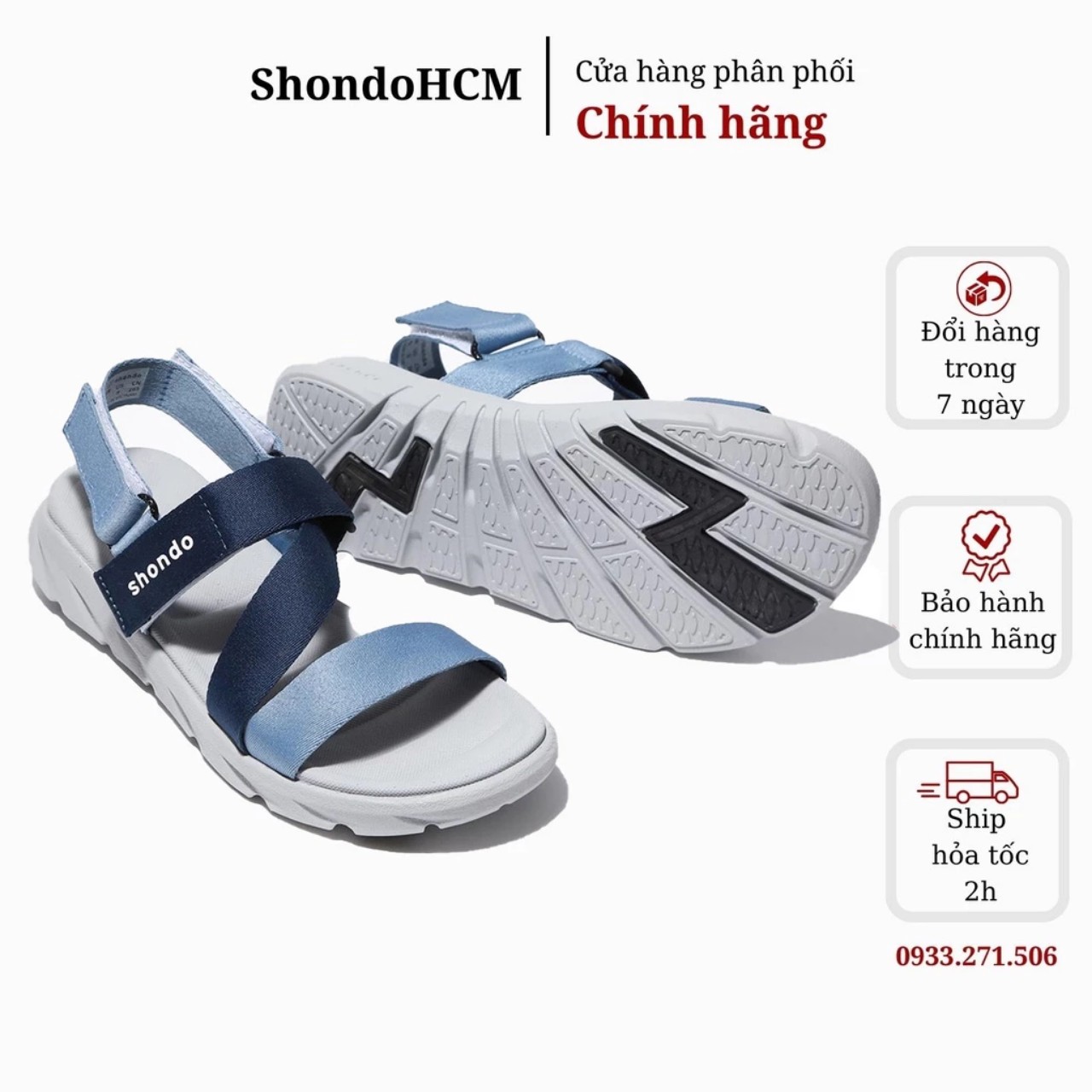 [HCM] Giày sandal Shondo nam nữ Sport F6S2130 - Xanh dây phối - Shondo chính hãng