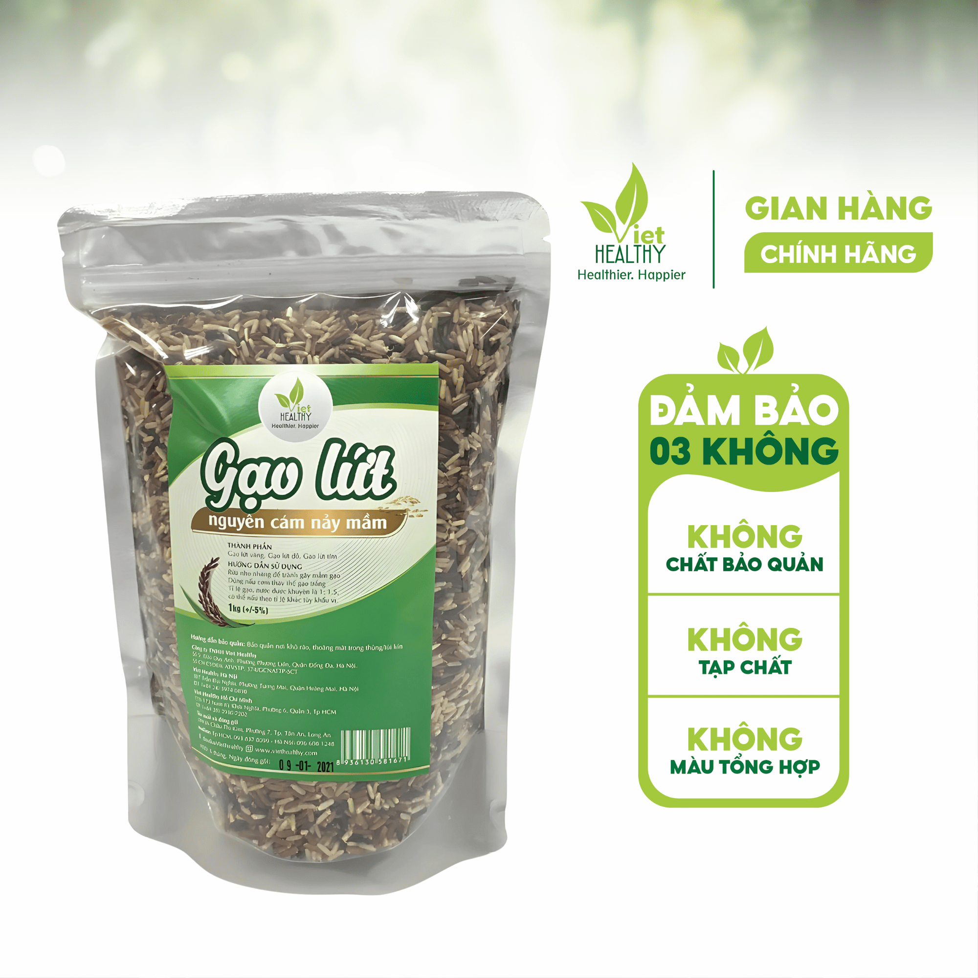 Gạo Lứt Nguyên Cám Nảy Mầm - Viet Healthy 1kg - Chất Lượng