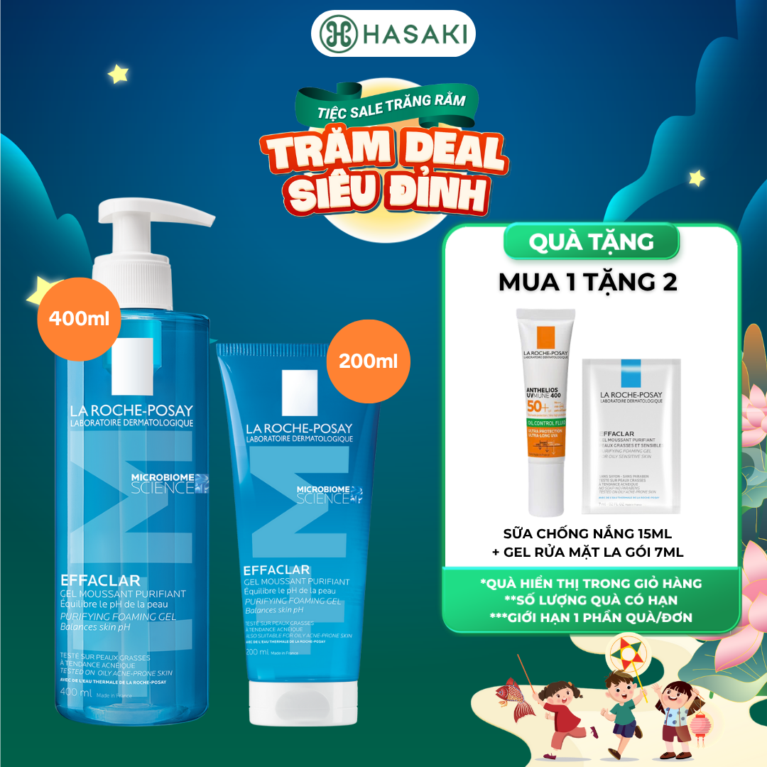 [MUA LÀ CÓ QUÀ] Gel Rửa Mặt La Roche-Posay Dành Cho Da Dầu, Nhạy Cảm 50ml, 200ml, 400ml, 2x50m La Roche Posay Hasaki Sản phẩm chính hãng