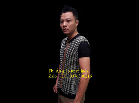 Áo giáp lưới sợi inox chống các vật sắc nhọn (mẫu sát nách khóa kéo)