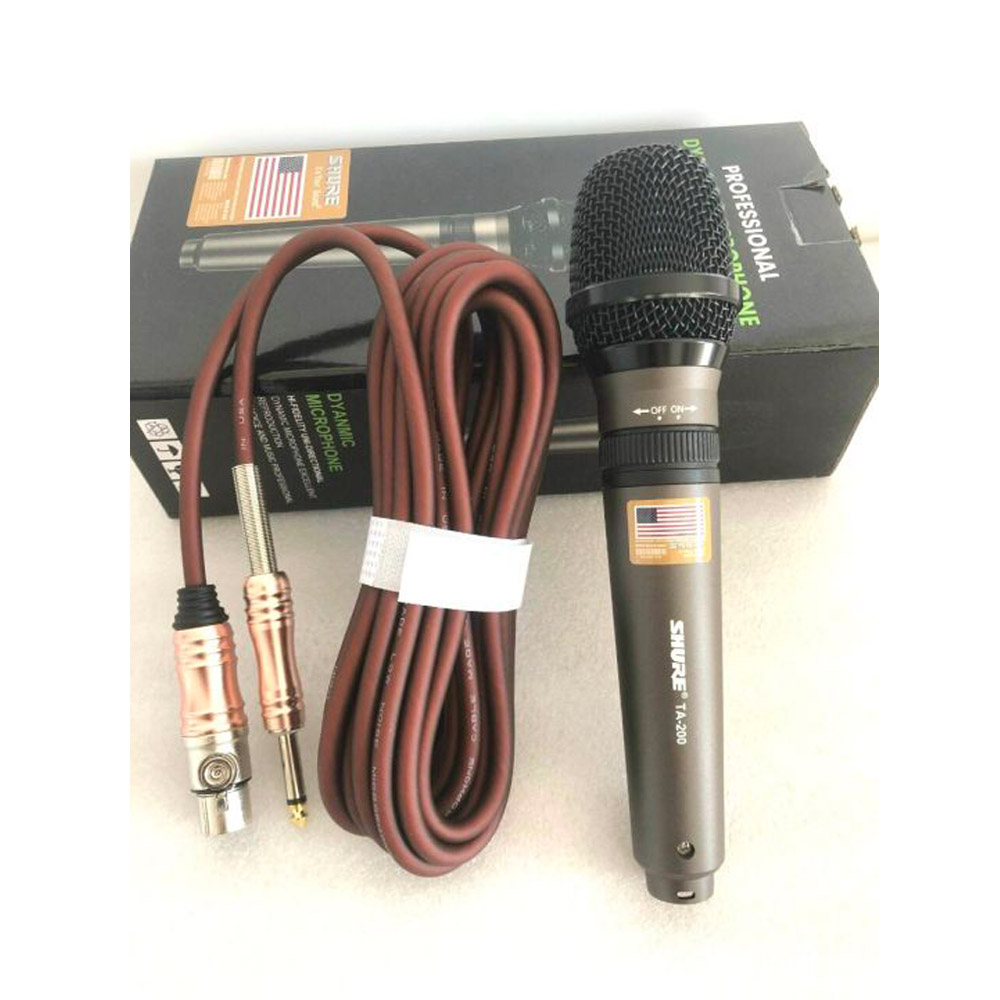Micro có dây cao cấp shure ta 200 micro bãi mỹ xịn công nghệ xử lí âm thanh chuyên nghiệp kiểu dáng sang trọng, chống hú, hút âm tốt, mang lại giọng hát hay , chất âm mượt, hay, siêu sáng