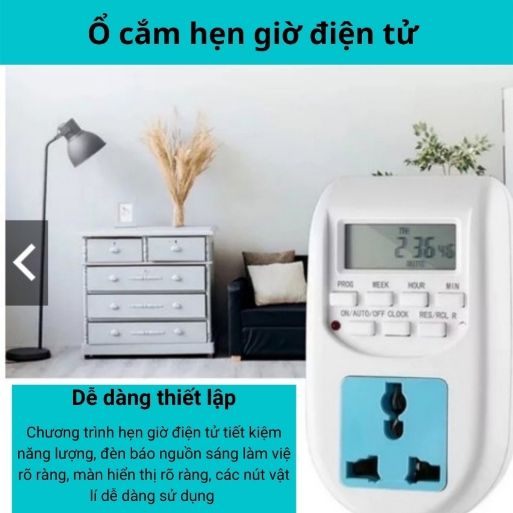 Ổ cắm hẹn giờ shopnhatphong điện tử bật tắt tự động 16 chương trình al06, công tắc hẹn giờ, ổ cắm đa năng