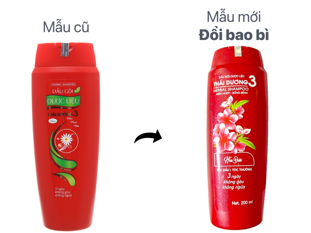 Dầu gội dược liệu Thái Dương 3 trị gàu hương hoa 200ml