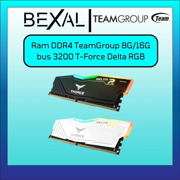 Ram DDR4 8G 16G TeamGroup T-Force Delta RGB bus 3200Mhz