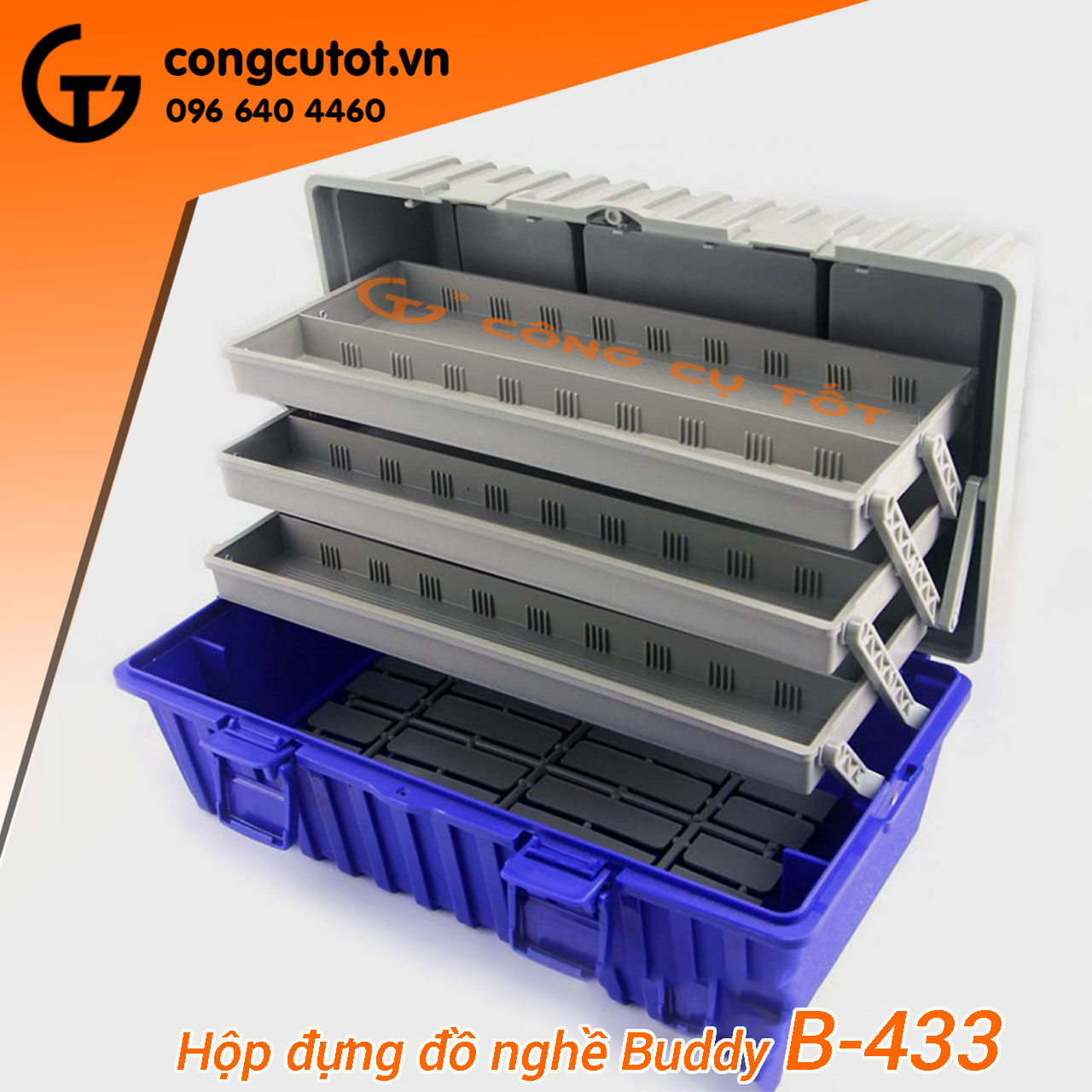 Hộp đựng đồ nghề 3 tầng cỡ lớn buddy b-433 k0005 + tặng kèm 01 tuốc nơ vít