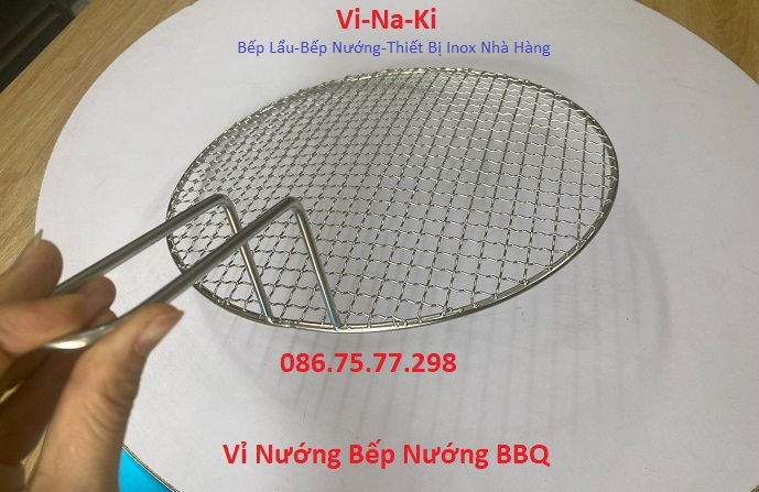 Vỉ nướng inox 304 giá rẻ, vỉ nướng inox tròn chống dính, vỉ nướng bếp nướng than hoa, vỉ nướng mắt cáo 1,4ly inox 304