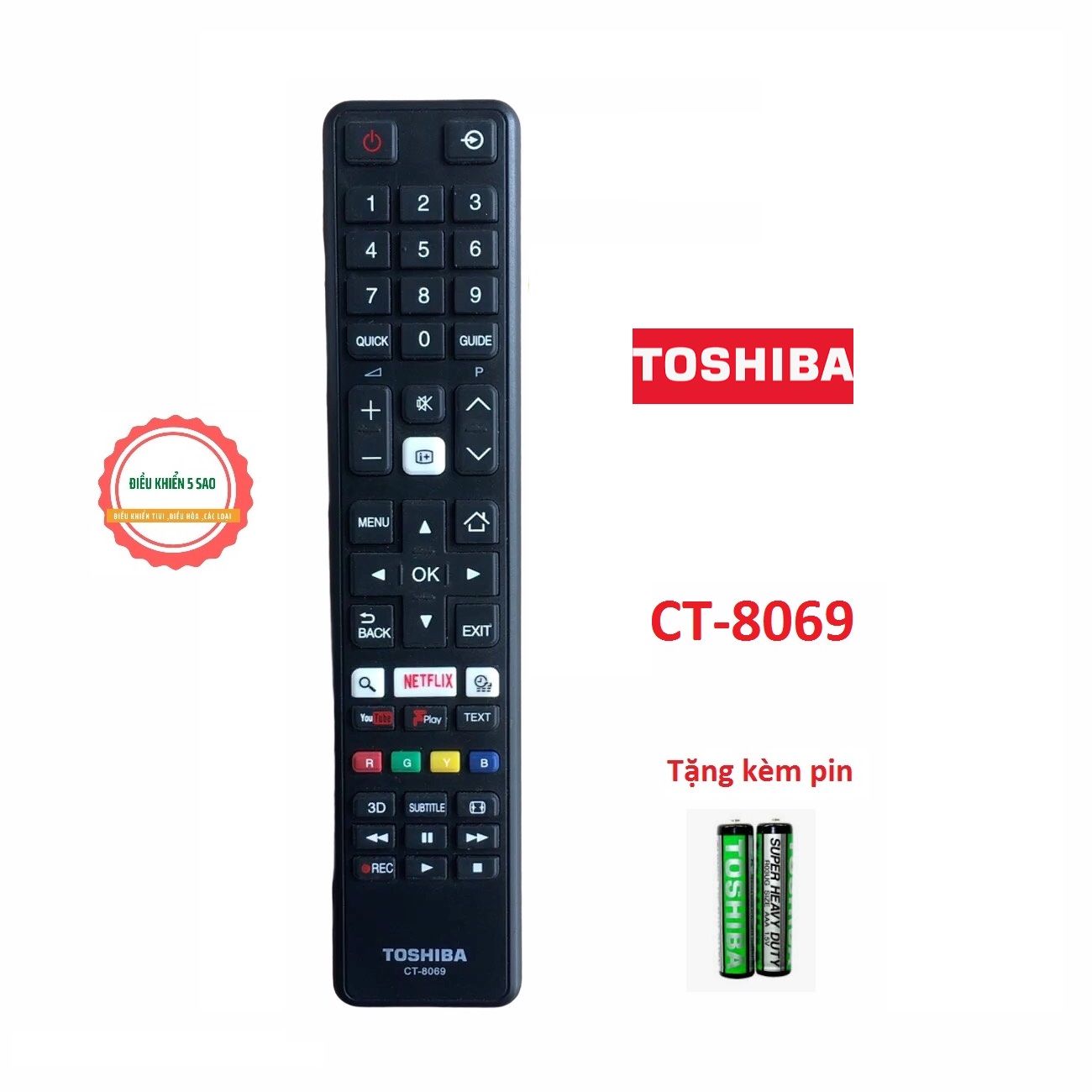 Điều khiển tivi toshiba ct-8069 ,remote điều khiển tivi toshiba ct-8069 loại tốt tặng kèm pin