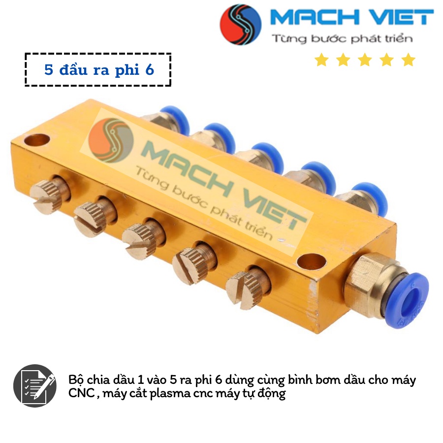 Bộ chia dầu 5 đầu ra ống 4mm và ống 6mm