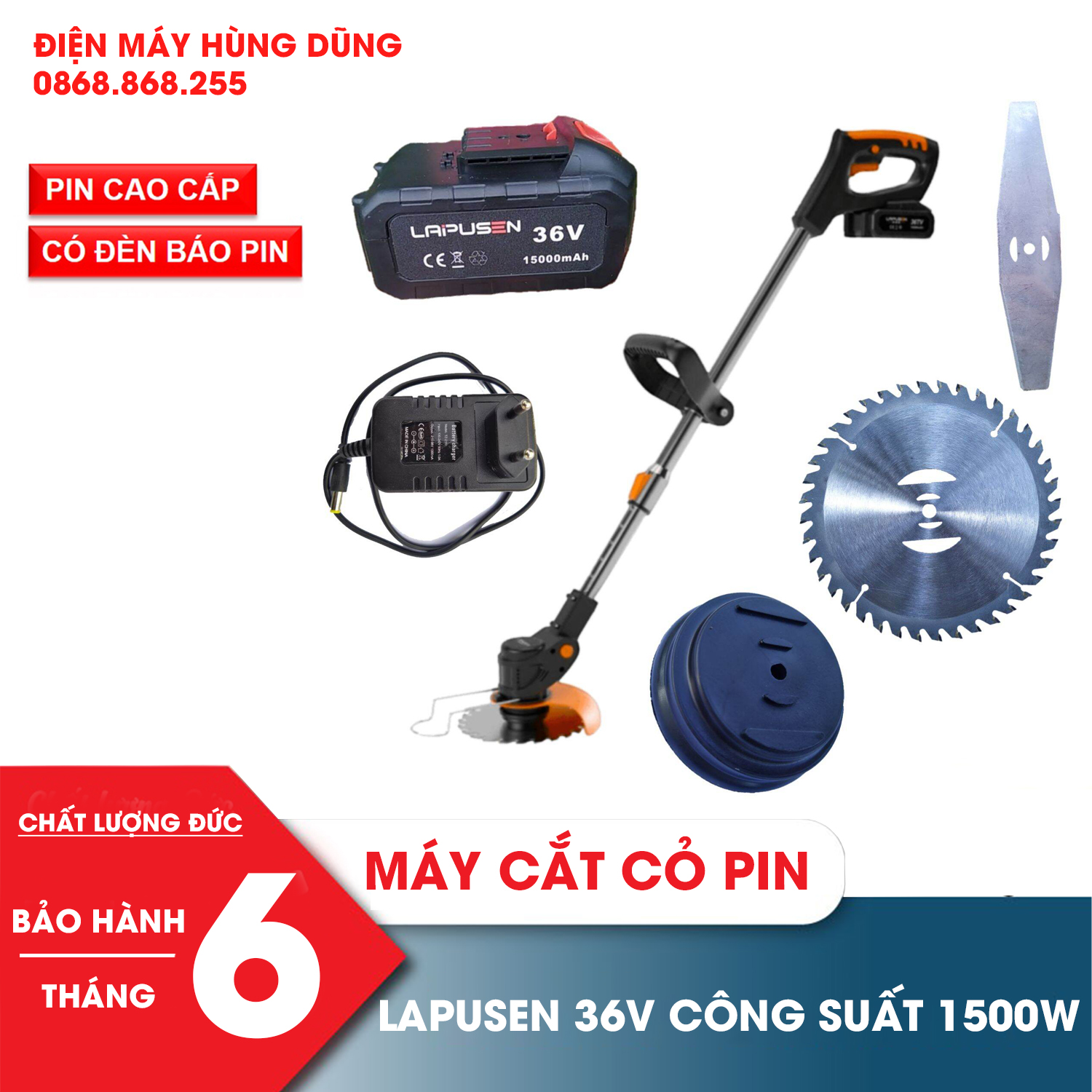 Máy cắt cỏ, tỉa cành pin cầm tay LAPUSEN 36V, Máy tỉa cành đa năng nhỏ gọn, Hàng nhập khẩu cao cấp