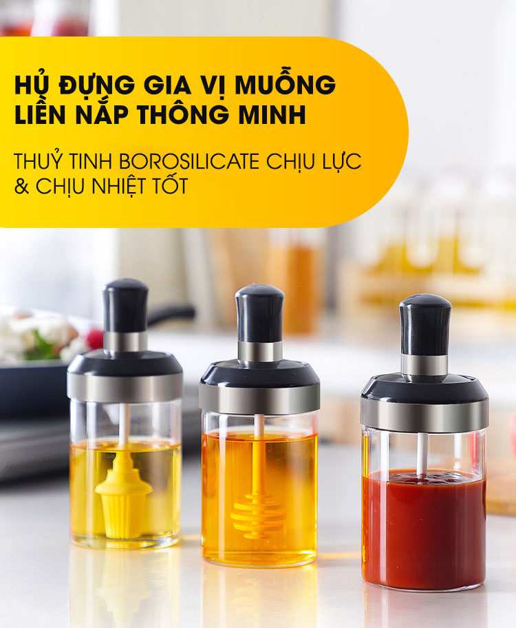 Hũ Đựng Gia Vị Thuỷ Tinh Borosilicate Đa Năng
