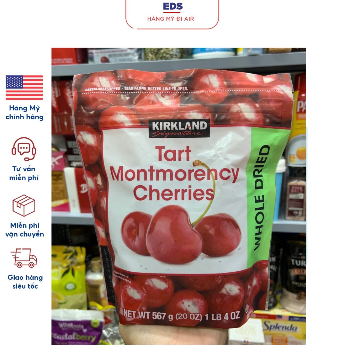 Cherry sấy dẻo date 7 2024 Kirkland Tart Montmorency Cherries - EDS Hàng Mỹ
