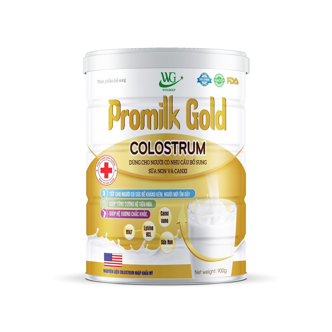 (Combo 3 lon 900g)Sữa PROMILK GOLD COLOSTRUM dùng cho người cần bổ sung canxi, sữa non