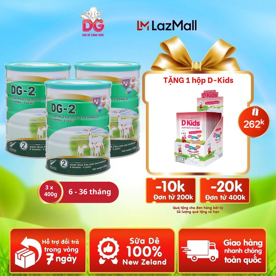 Cb 03 lon sữa dê dg-2 400gr tặng 1 hộp viên sữa dê dkids