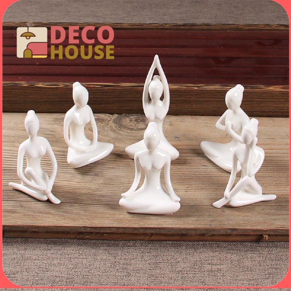 Ngôi nhà trang trí 1 bức tượng nhỏ đồ trang trí thủ công để bàn nhà cổ điển đồ trang trí tượng tư thế yoga bằng sứ cho nữ tượng nhỏ tư thế yoga bằng gốm nghệ thuật trừu tượng đồ trang trí