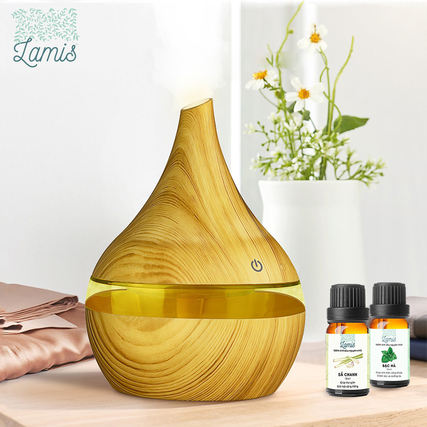 Máy Xông Tinh Dầu Mini Curve 300ml TẶNG Tinh Dầu Sả Chanh - Máy Tạo Độ Ẩm, Máy Phun Sương, Máy Khuếch Tán Tinh Dầu