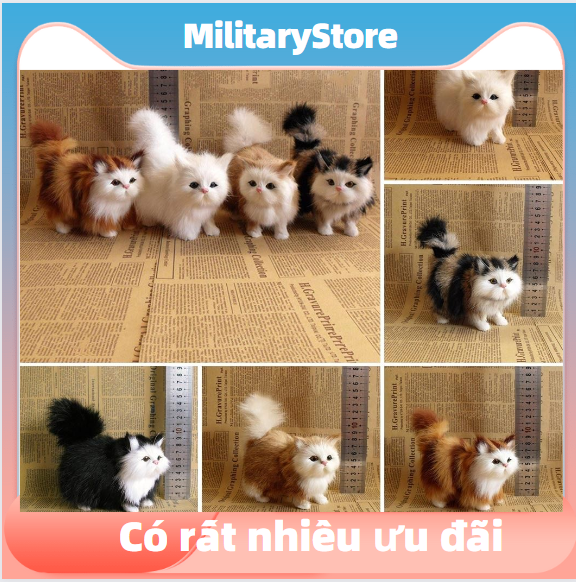 MILITA dễ thương mèo nhồi bông đồ chơi dễ thương mô hình đồ chơi mèo giả lông dễ thương búp bê mèo con