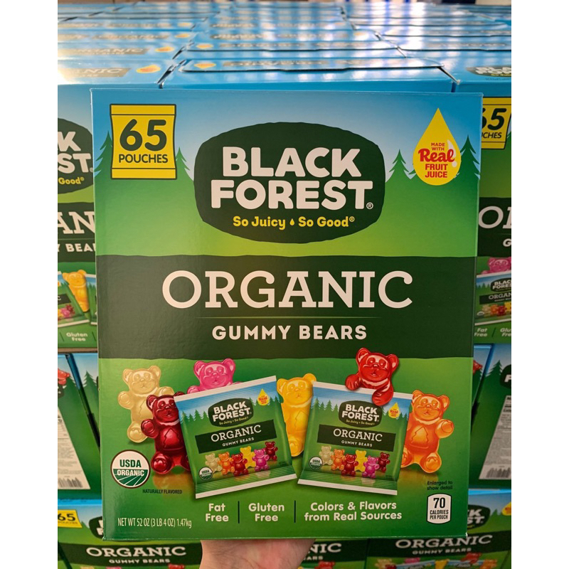 Nguyên thùng 65 gói kẹo gấu Black forest Organic của Mỹ date mới