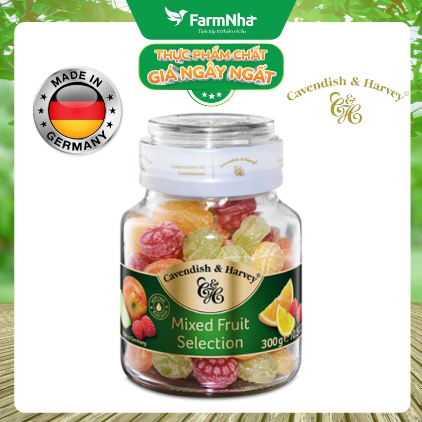 Kẹo trái cây cavendish & harvey mixed fruit selection 300g hủ thủy tinh sang trọng - vị trái cây tự nhiên
