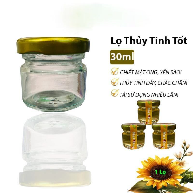 Lọ thủy tinh 30ml nắp vàng chiết mỹ phẩm