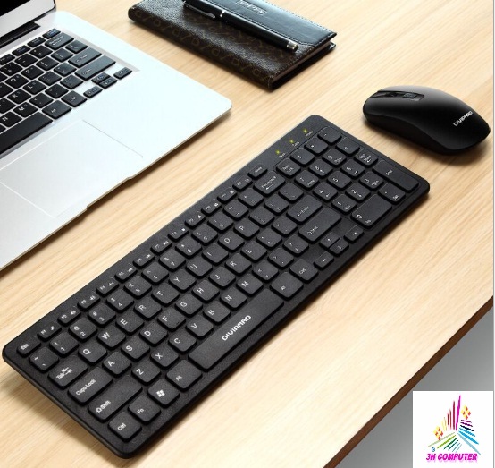Combo bàn phím và chuột không dây cho máy tính laptop divipard km530- màu đen
