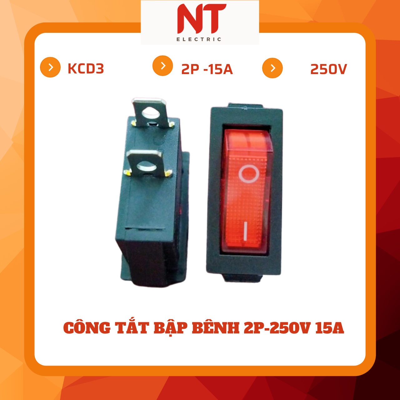 Công tắc bập bênh kcd3 2 chân-loại tốt 250v-15a