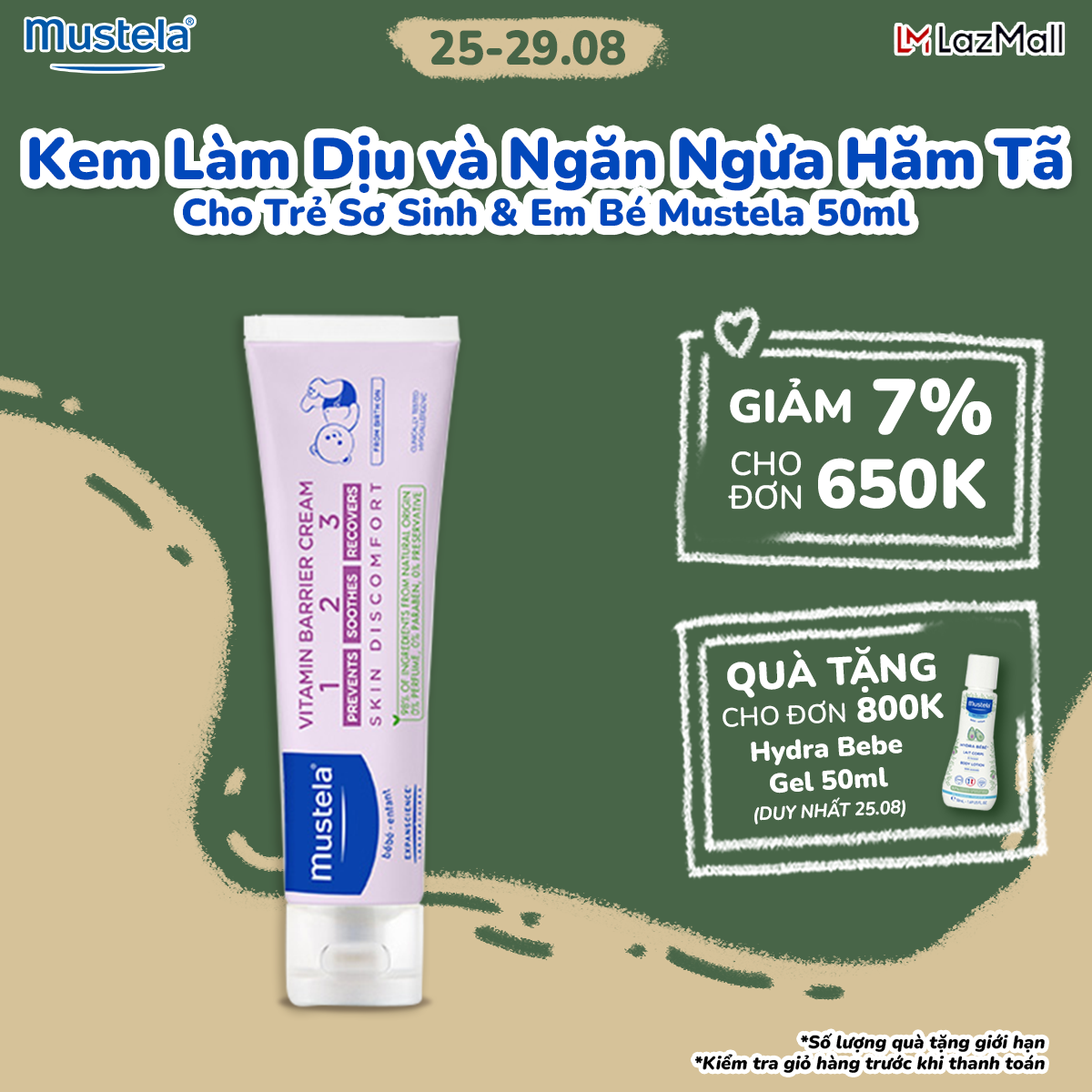 Kem Chống Hăm Tã Cho Trẻ Sơ Sinh & Em Bé Mustela 50ml