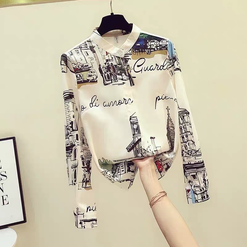 Áo sơ mi nữ cổ tròn tay dài hàng thiết kế
