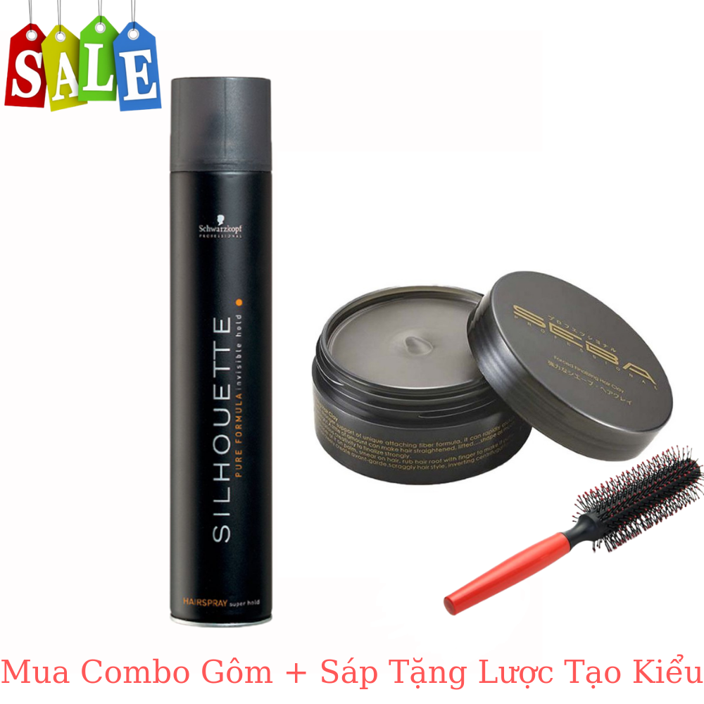 Combo Gôm Xịt Tóc Silhouette + Sáp Vuốt Tóc SeBa, Gôm XỊt Tạo Kiểu Tóc, Keo Vuốt Tóc, Tạo Kiểu Cho Nam Và Nữ, Sáp Vuốt Tóc SeBa Loại 2, Không Bóng Không Bết, Không Gây Kích Ứng, Tặng Lược Tạo Kiểu Tóc