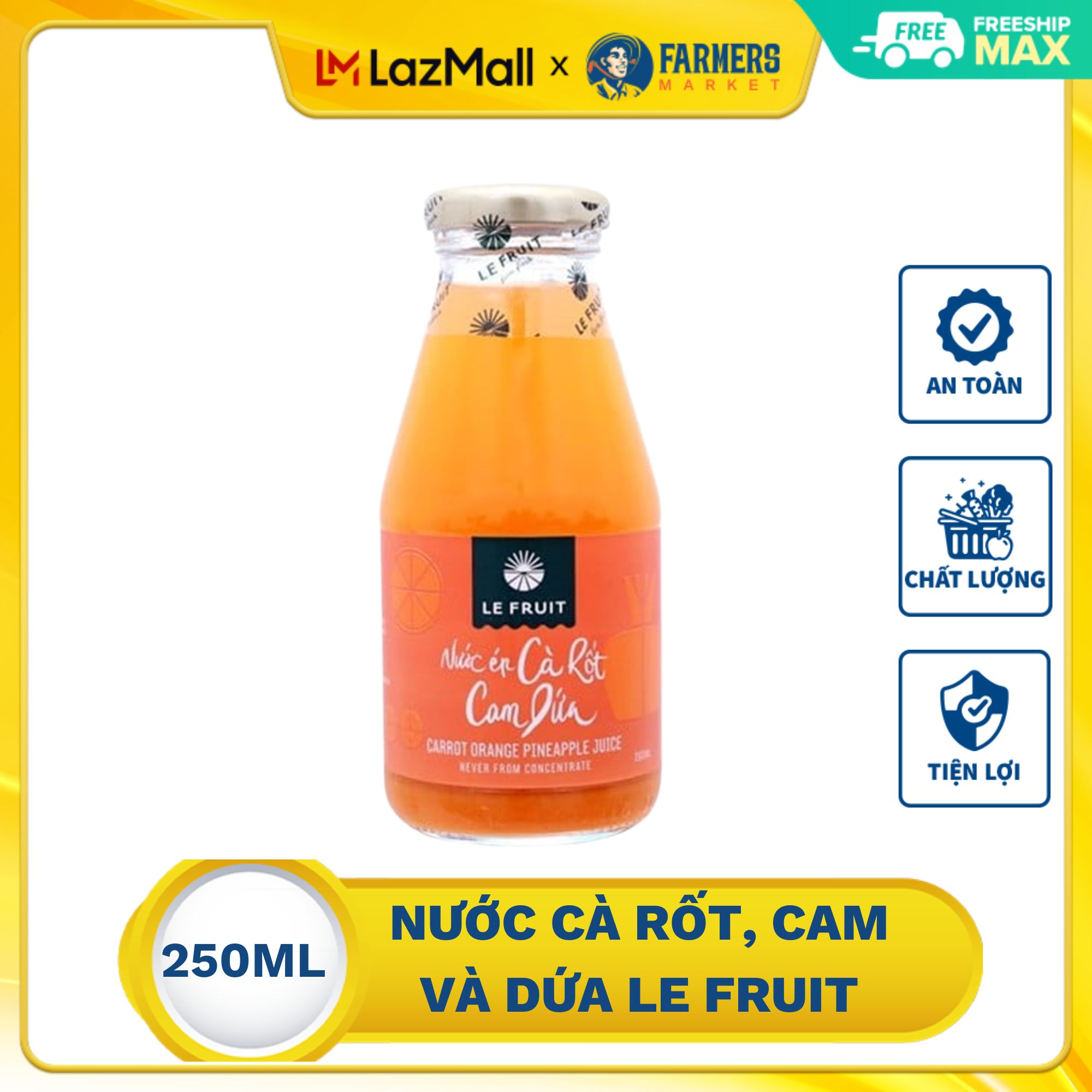 Nước cà rốt, cam và dứa Le Fruit 250ml giàu vitamin
