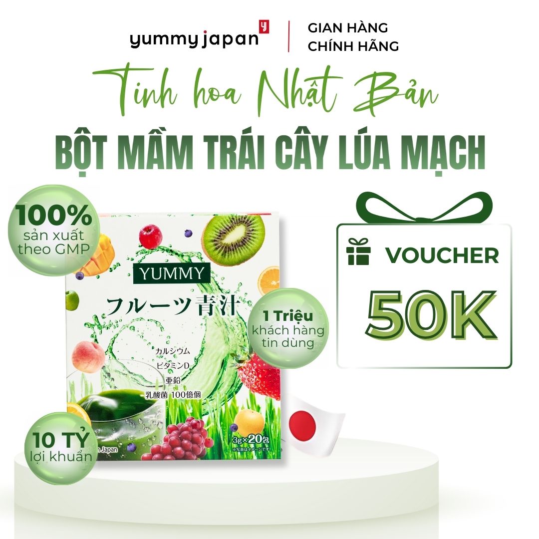 Bột mầm lúa mạch trái cây yummy - yummy green cho bé và gia đình giúp tăng sức đề kháng và sức khỏe