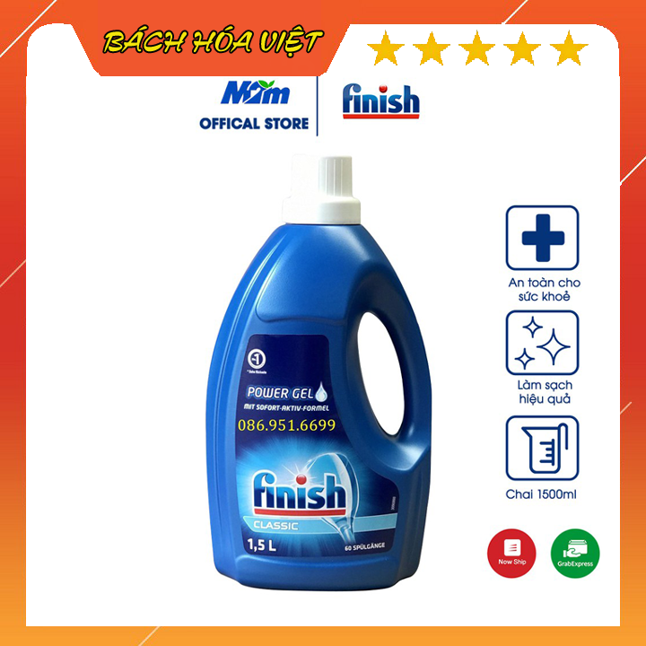 Gel rửa chén bát - finish classic power gel 1.5l nhập khẩu chính hãng - nhập châu âu