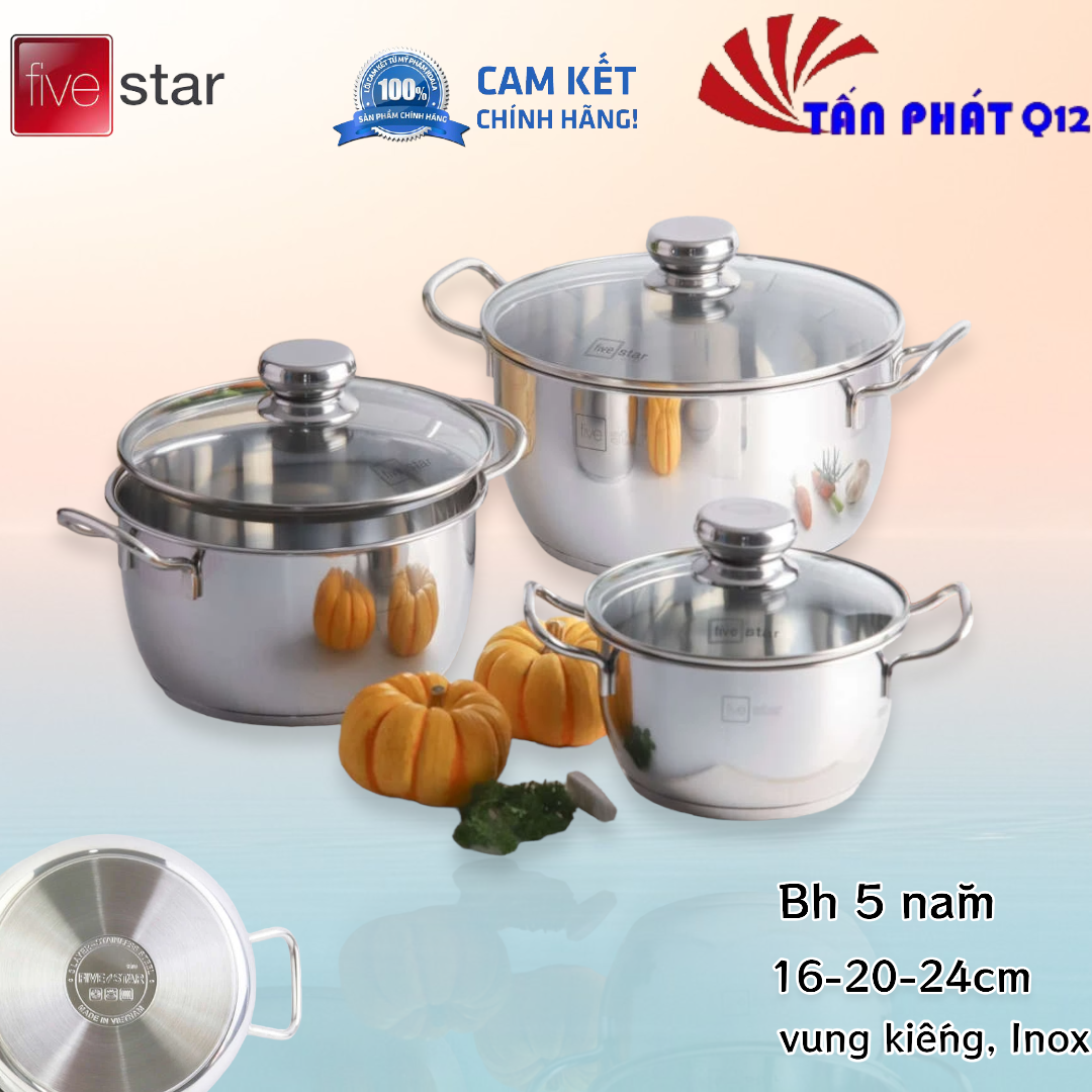 Bộ nồi 3 đáy fivestar, hoặc 5 đáy sunhouse shg669