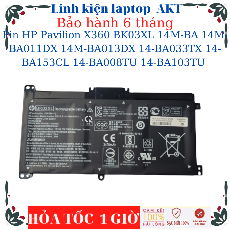 Pin Laptop HP Pavilion X360 14M 14M-BA 14M-BA011DX 14M-BA013DX 14-BA033TX 14-BA153CL 14-BA008TU 14-BA103TU 14-BA159TX BK03XL