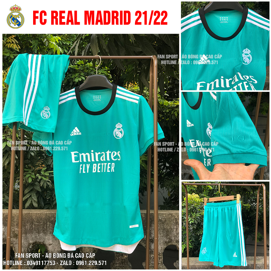 Áo Real Madrid 2021 | Bộ Áo Đấu Real Madrid Sân Khách Mùa Giải 2021/2022 Màu Xanh Vải Thái Phom từ 50-90kg