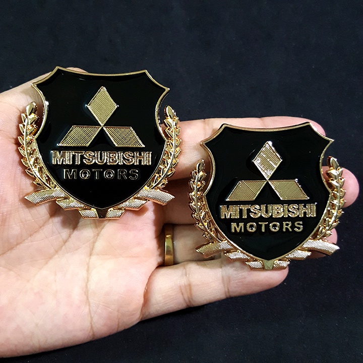 Bộ Logo 3D trang trí hông xe Mitsubishi biểu tượng bông lúa