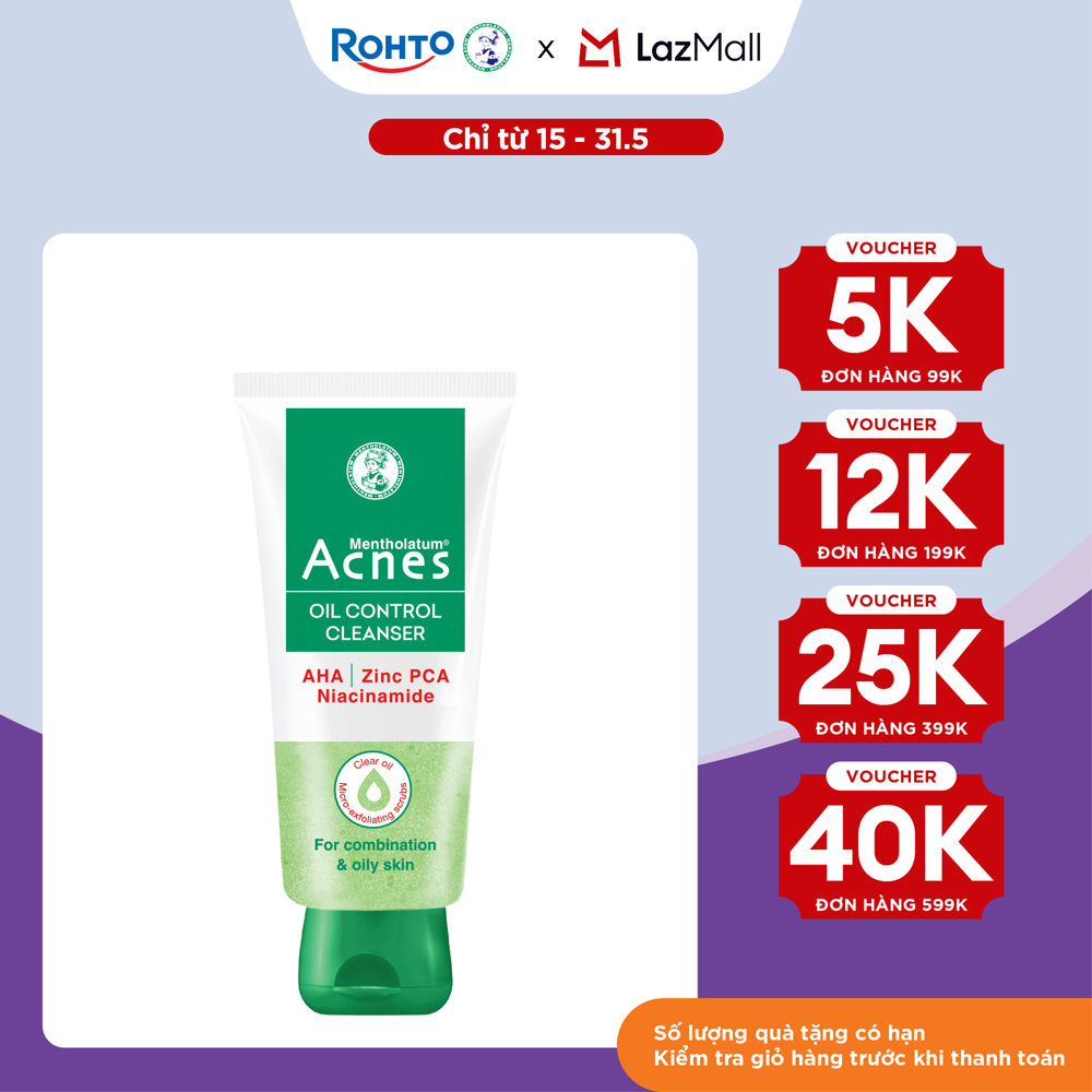 Sữa rửa mặt kiểm soát nhờn ngăn ngừa mụn dạng gel Acnes Oil Control Cleanser 100g