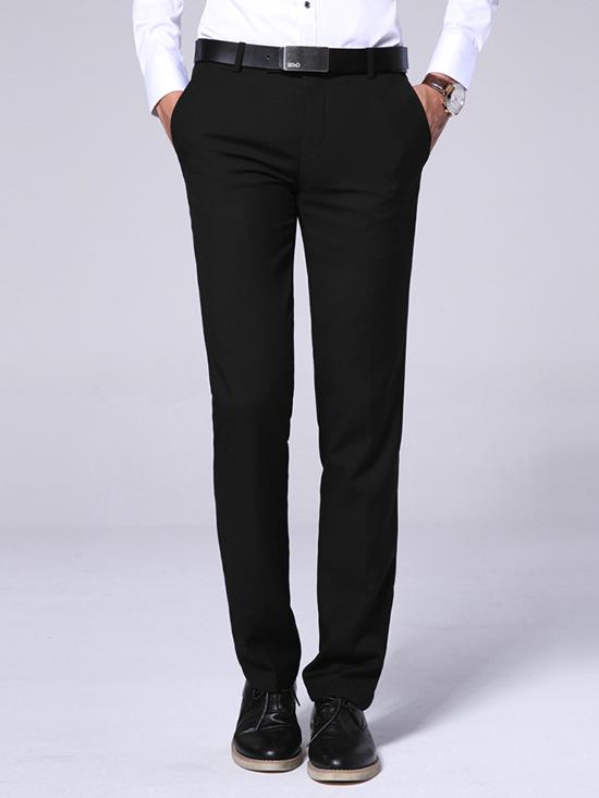 Quần tây nam Hàn Quốc dáng ôm côn ống màu đen vải co giãn thích hợp đi học đi làm