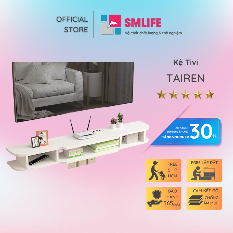 Kệ tivi phòng khách treo tường SMLIFE Tairen