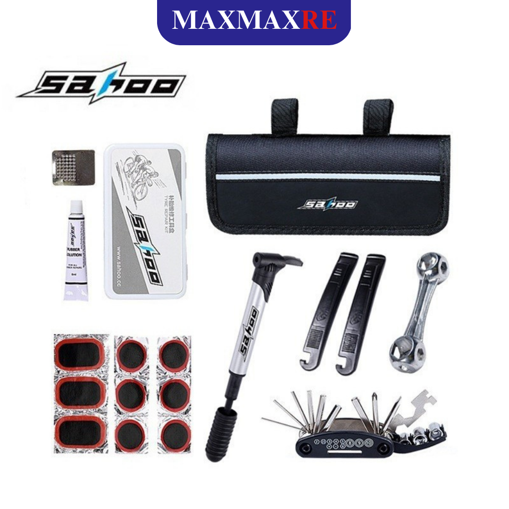Bộ vá săm xe đạp mini Sahoo kèm bơm và miếng vá bỏ túi treo xe tiện dụng