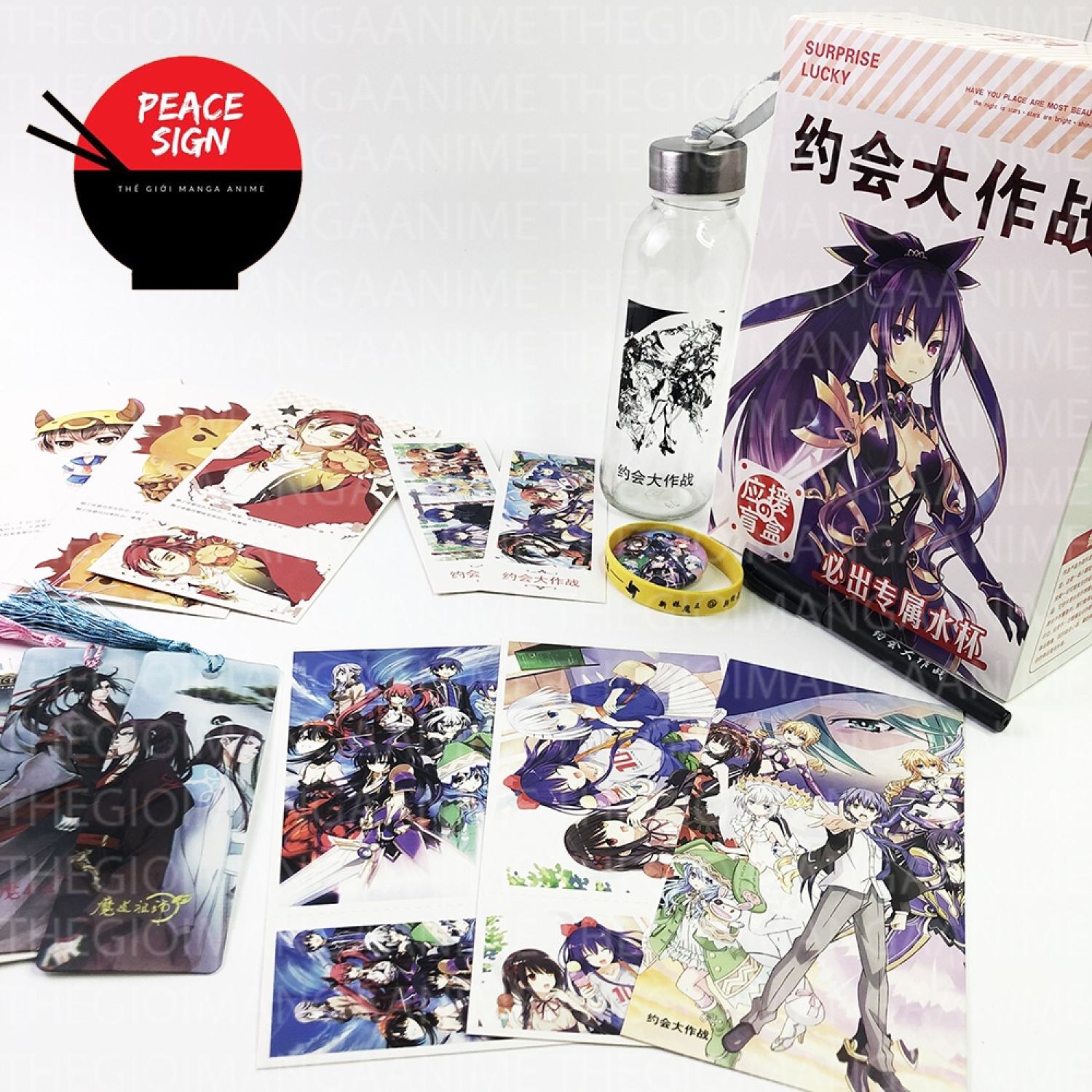 (150) Hộp quà tặng anime DATE A LIVE bình nước bookmark postcard huy hiệu ảnh dán ảnh thẻ poster chi