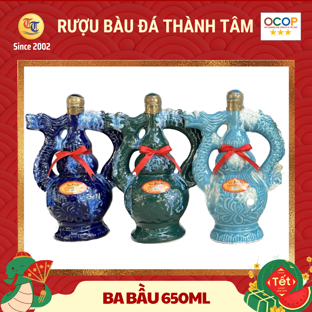 Rượu bàu đá BA BẦU 650ml - Rượu bàu đá Thành Tâm  - OCOP 3 sao - Đặc sản Bình Định, quà tặng, uống, ngâm thuốc, nấu ăn