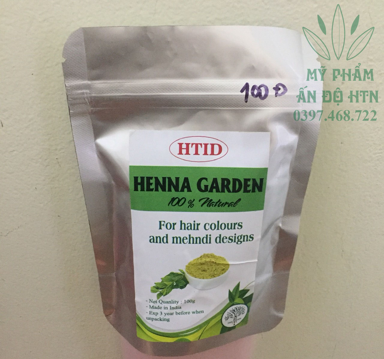 Bột henna phủ bạc, nhuộm tóc nâu đỏ 100g