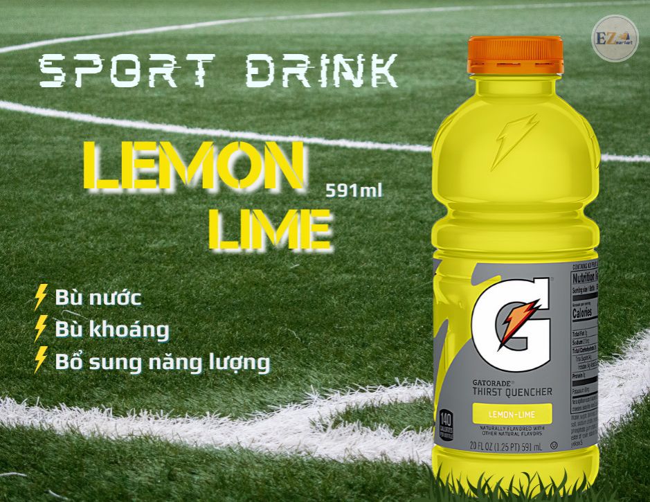 (lốc 8 chai) Nước giải khát thể thao Gatorade Lemon Lime (Hương Chanh) 591ml ,USA